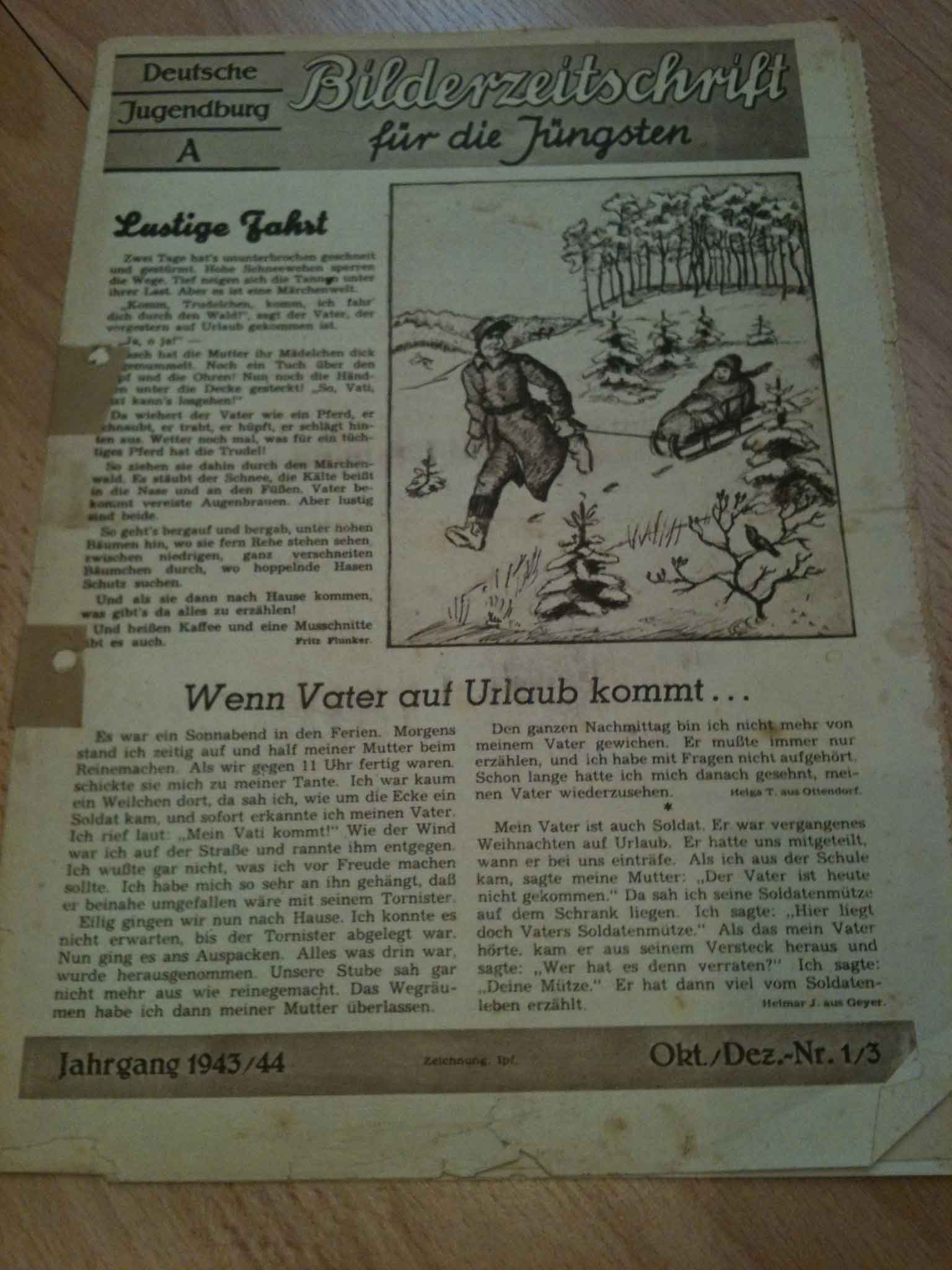 Das letzte Heft (Oktober bis Dezember 1943), Deutsche Jugendburg - Bilderzeitschrift für die Jüngsten